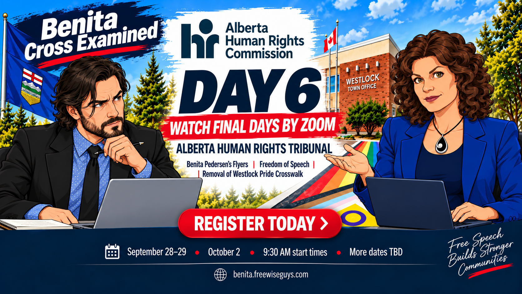 Day 6 hearing banner featuring Benita being cross-examined